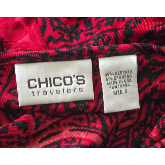 Chico's Travelers Tunic Top multicolor Paisley Slinky Stretch size 3 - Picture 4 of 6